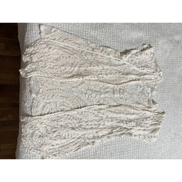 Cream Embroidered Lace Boho Kimono Cardigan M/L Sheer Floral Festival Layer Boho - Picture 6 of 6